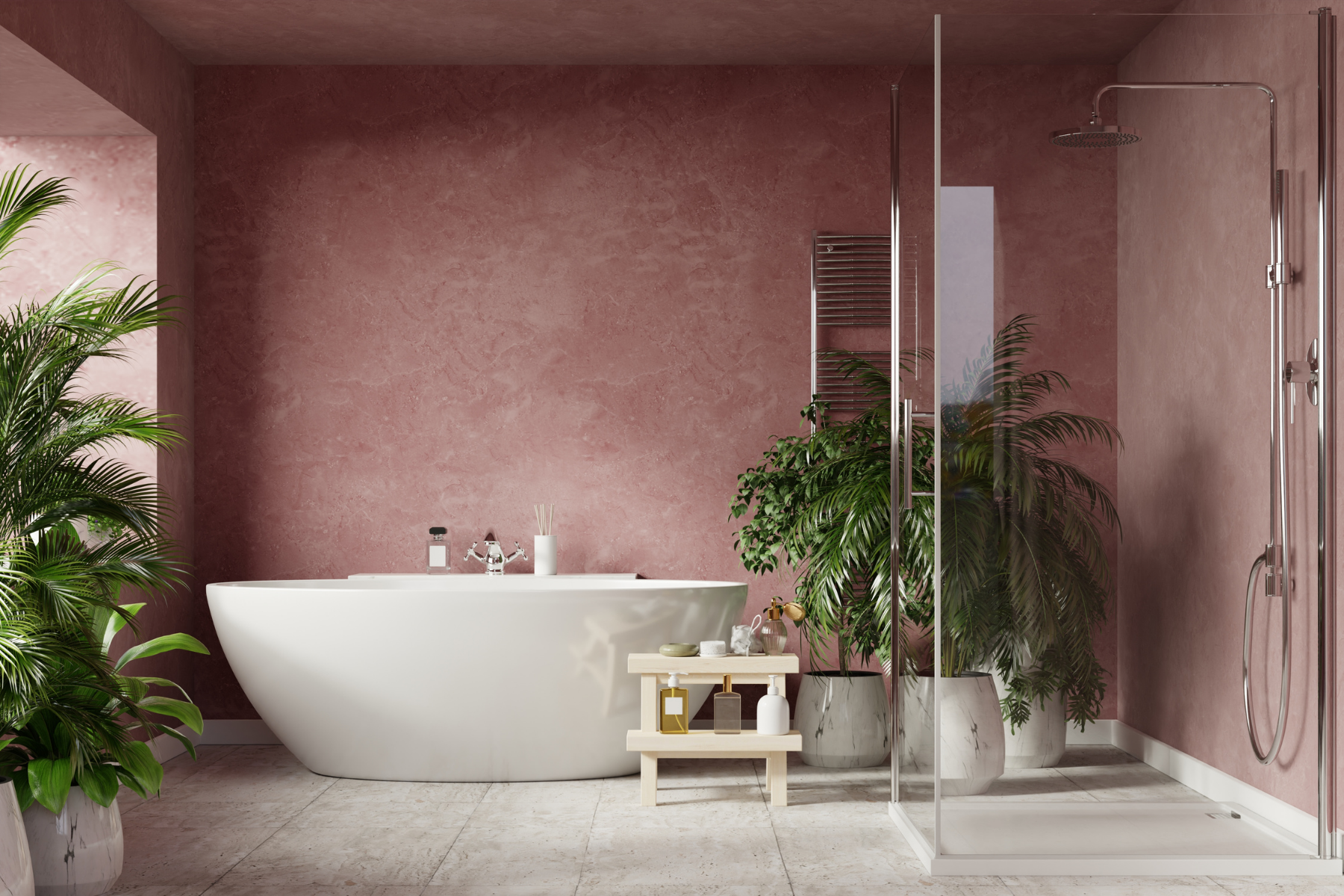 shower plants in bathroom
